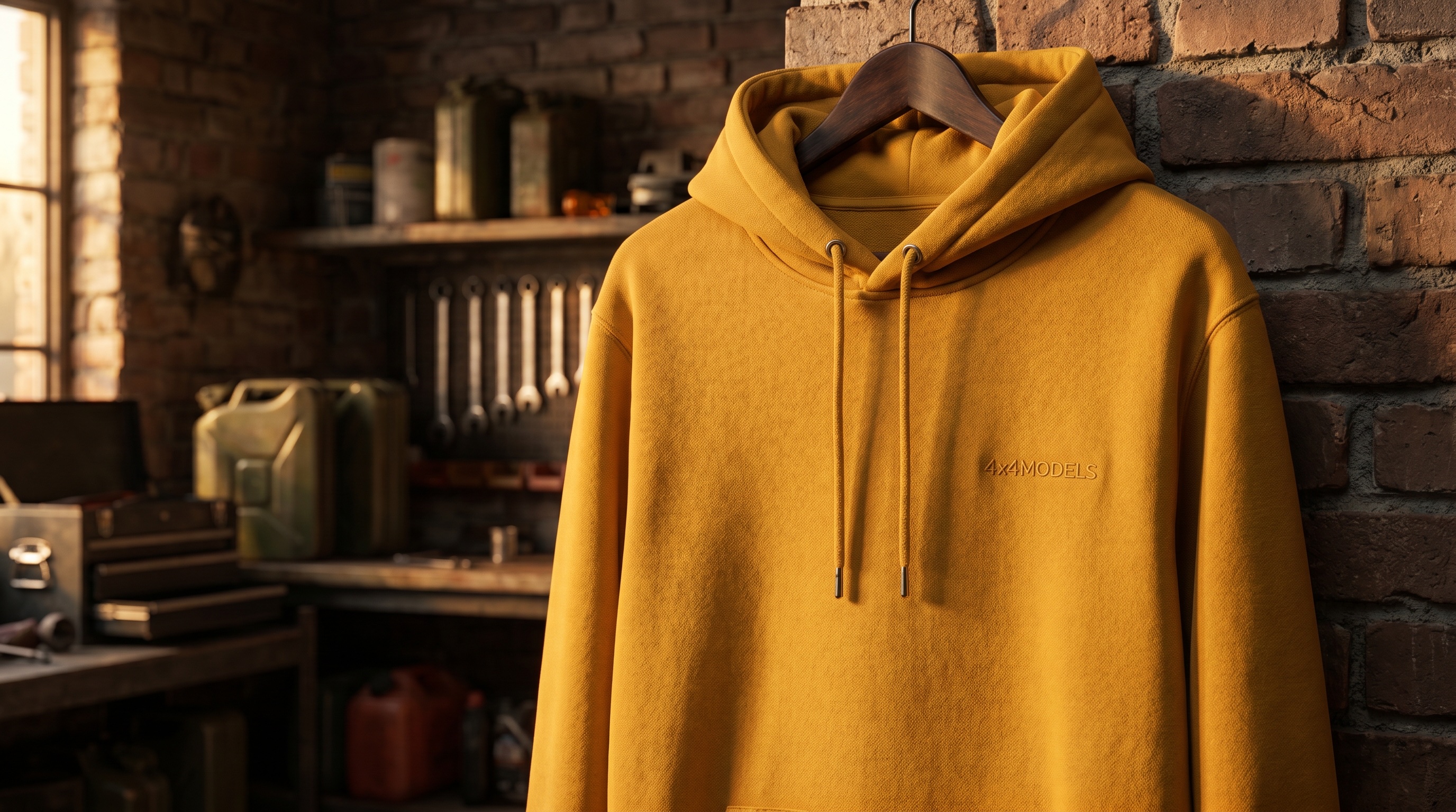 4x4models hoodie — Ochre, embroidered emblem